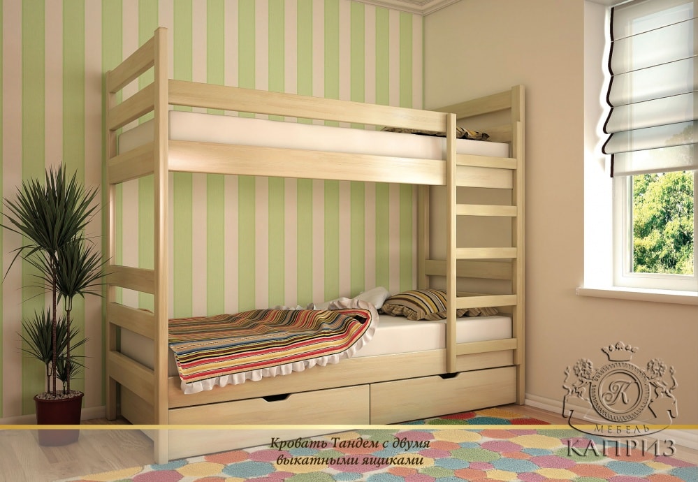 Детская двухъярусная кровать с ящиками Тандем